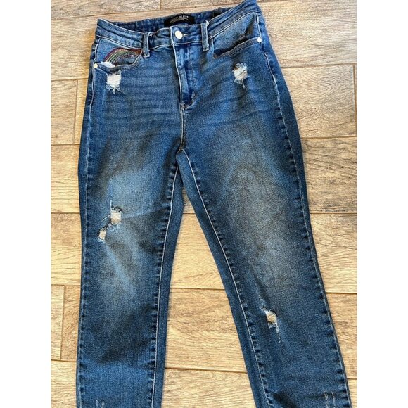 Judy Blue Denim Jeans 9 / 29 Rainbow JB88438 Distressed High Rise Straight Fit - Picture 9 of 11